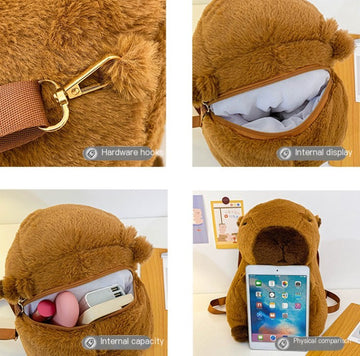 Kawaii Plush Backpack – Soft Capybara
