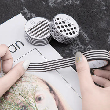 Kinbor Washi Tape – Black Polka Dots for Journal Decoration