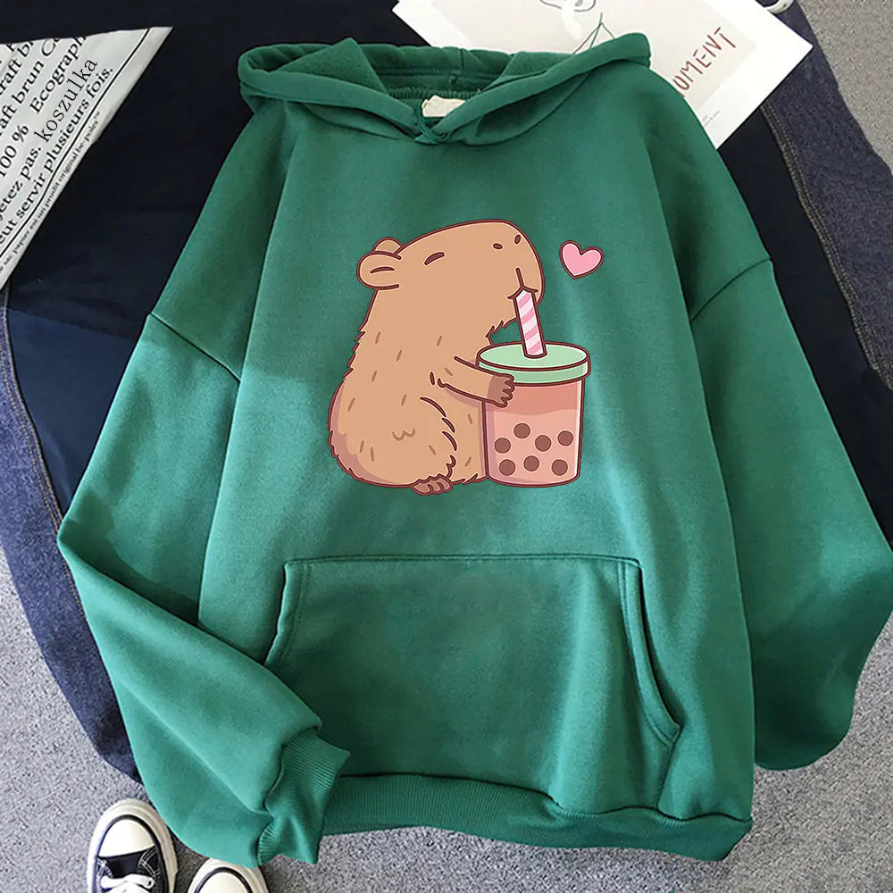 Capybara Bubble Tea Sweatshirt – Kawaii and Aesthetic Style