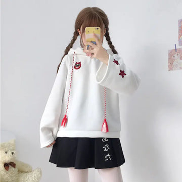 Kawaii Fox Embroidery Hoodie