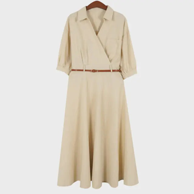 Japanese Style Mini Dress for Women with Belt