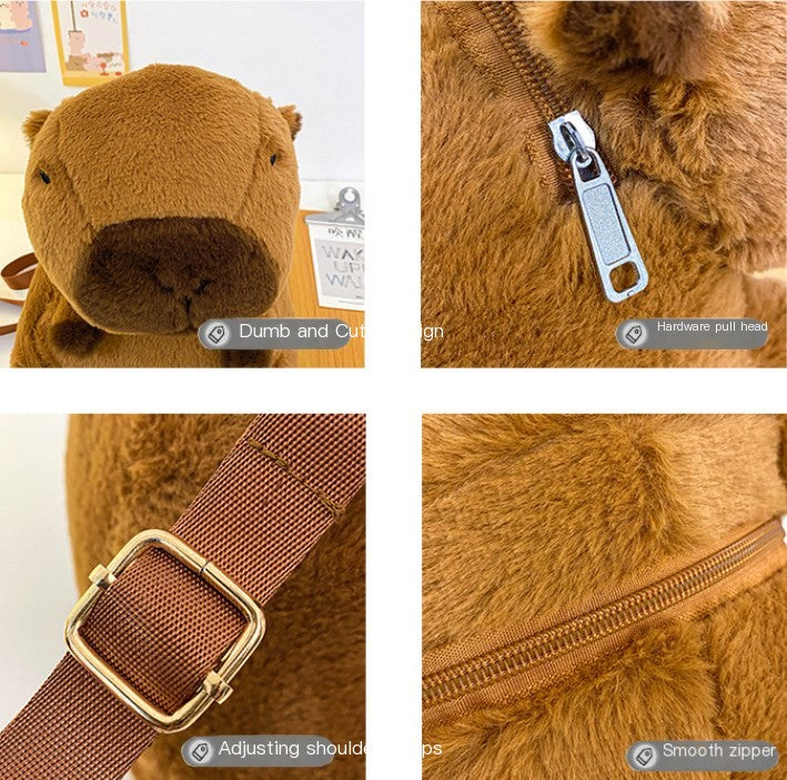 Kawaii Plush Backpack – Soft Capybara