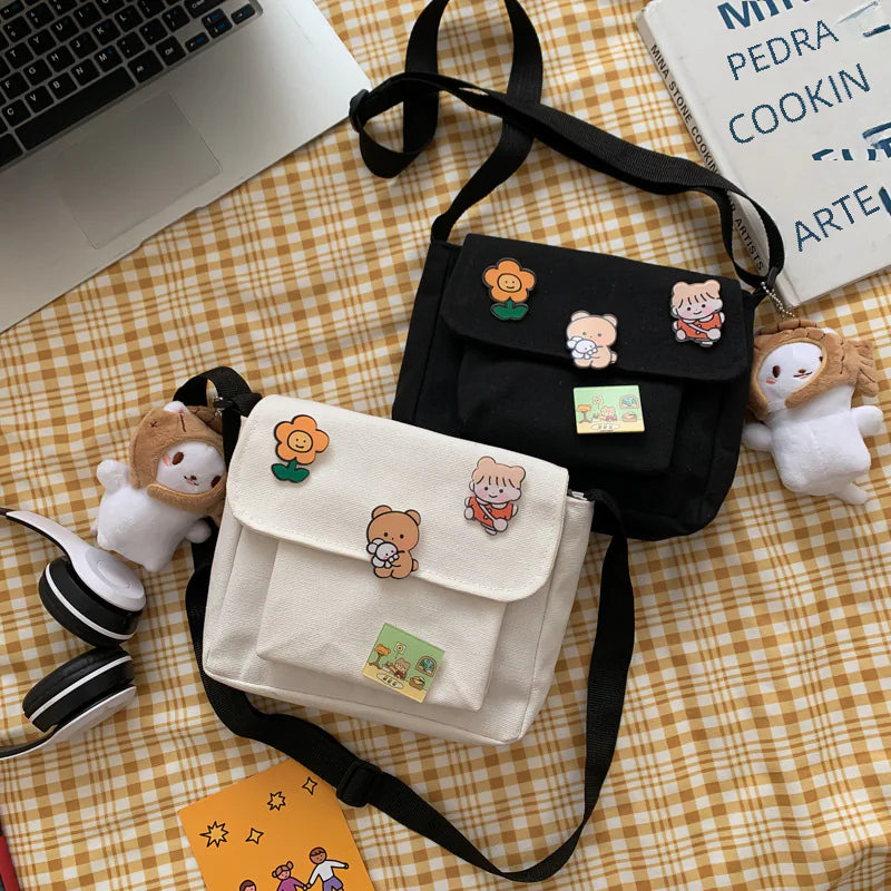 Kawaii Canvas Crossbody Bag for Girls β Japanese Style