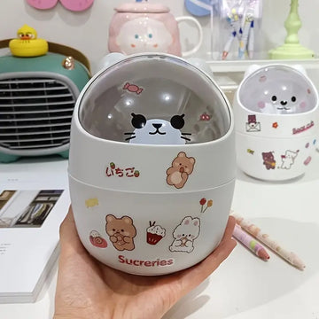 Kawaii Mini Trash Can – Pencil Holder and Desk Decor