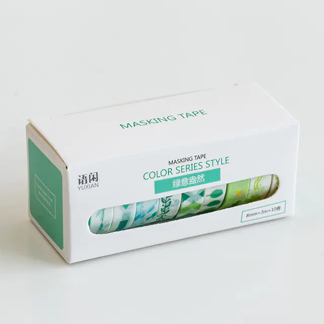 Japanese Washi Tape Set – 10 Rolls of 8mm for Scrapbooking and DIY