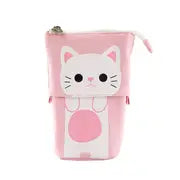 Kawaii Multipurpose Pencil Case – Illustrated Cat and Fold-Out Design