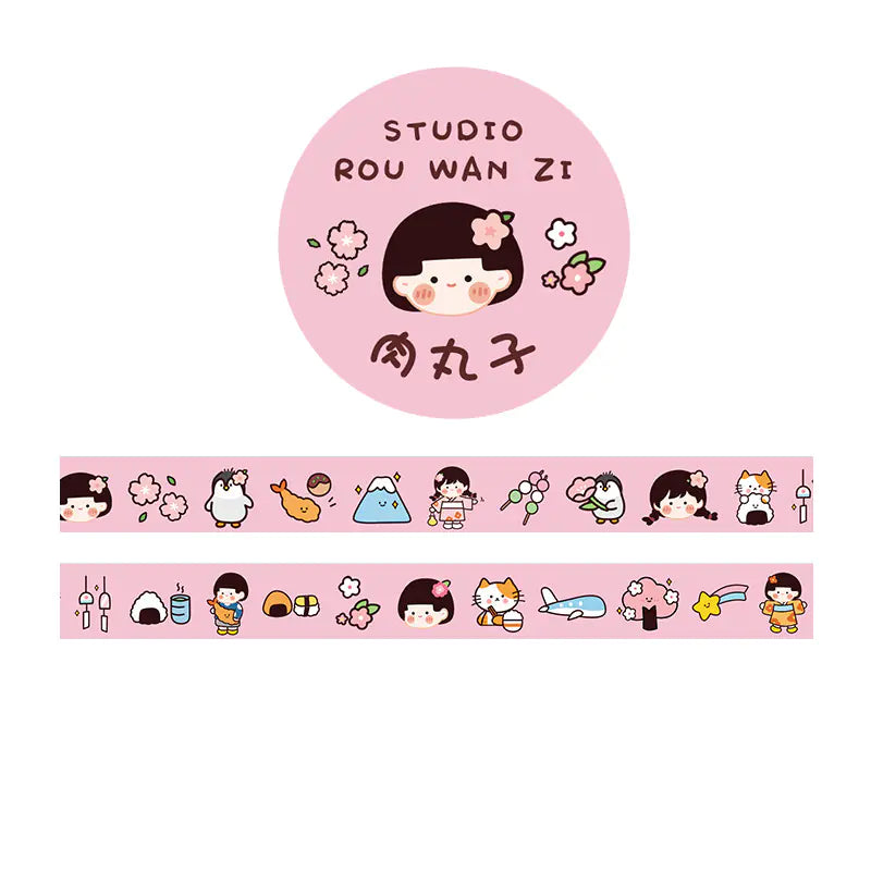 Washi Tape with Fruits and Characters – Illustrated Design for DIY and Journaling