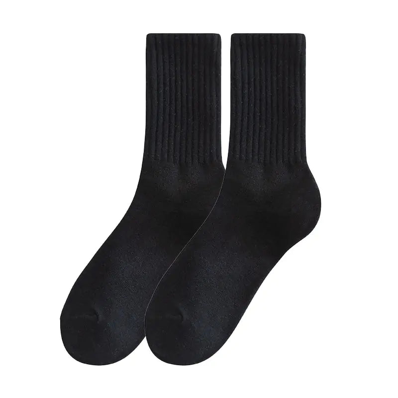 Women's Casual Mid-Calf Socks – Solid Color Japanese Style