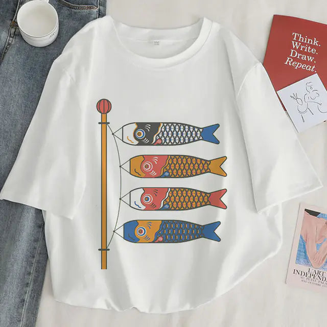 Women's Japanese Koi Fish Print T-Shirt