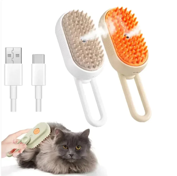Steamy Pet Brush – 3-in-1 Grooming Tool for Cats & Dogs