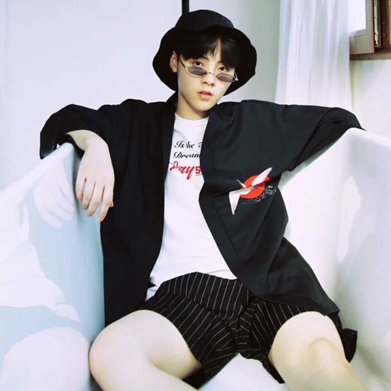 Japanese Kimono Cardigan Hawaiian Shirt for Men