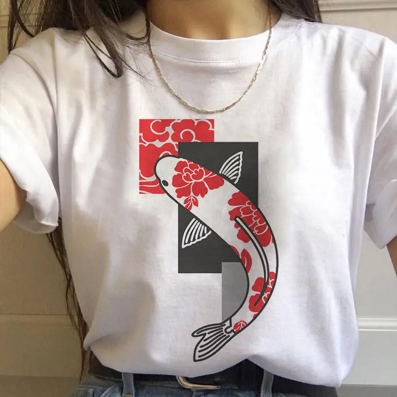 Women's Japanese Koi Fish Print T-Shirt