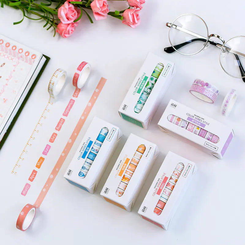 Japanese Washi Tape Set – 10 Rolls of 8mm for Scrapbooking and DIY