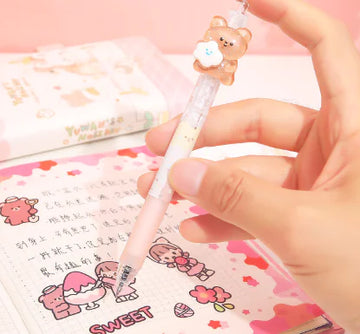 Pluma Kawaii de Osito – Gel 0.5mm Push Pen para Escuela o Oficina