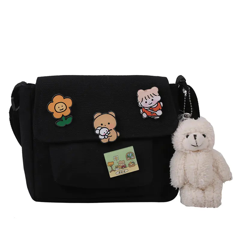 Kawaii Canvas Crossbody Bag for Girls – Japanese Style