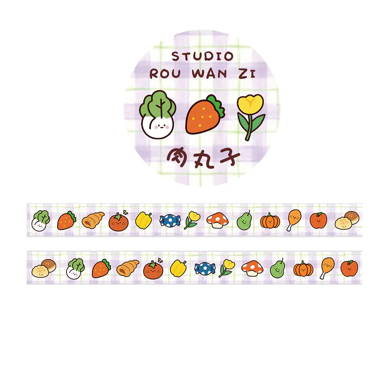 Washi Tape with Fruits and Characters – Illustrated Design for DIY and Journaling