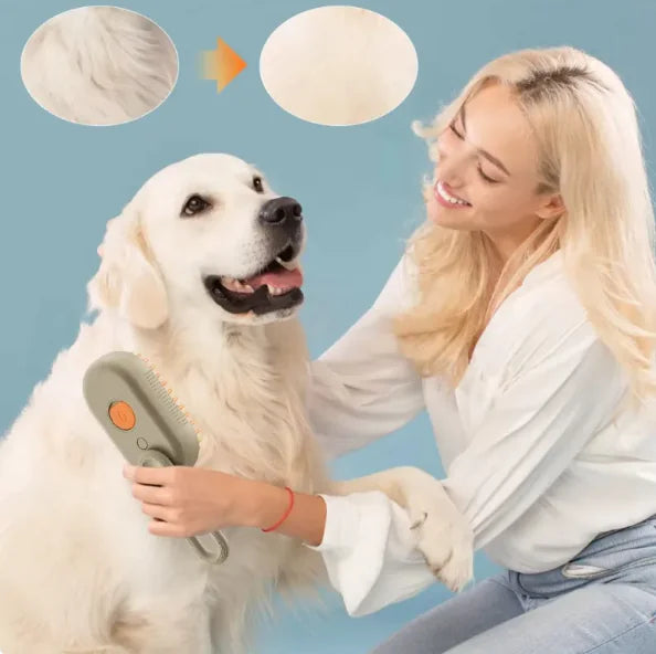 Steamy Pet Brush – 3-in-1 Grooming Tool for Cats & Dogs