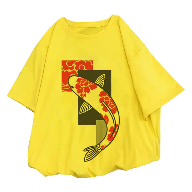 Women's Japanese Koi Fish Print T-Shirt