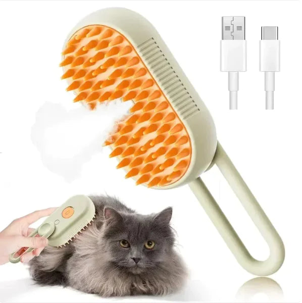Steamy Pet Brush – 3-in-1 Grooming Tool for Cats & Dogs