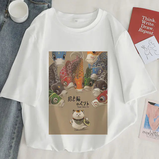 Women's Japanese Koi Fish Print T-Shirt