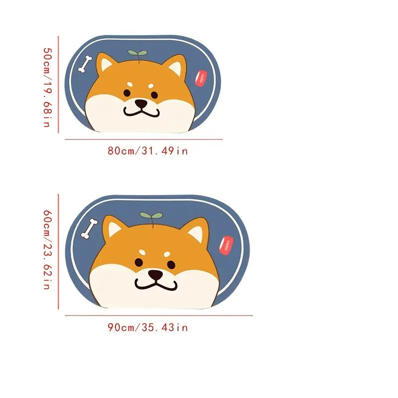 Kawaii Non-Slip Mat – Illustrated Puppy Design for Bathroom and Home