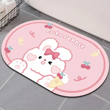 Kawaii Non-Slip Mat – Illustrated Puppy Design for Bathroom and Home