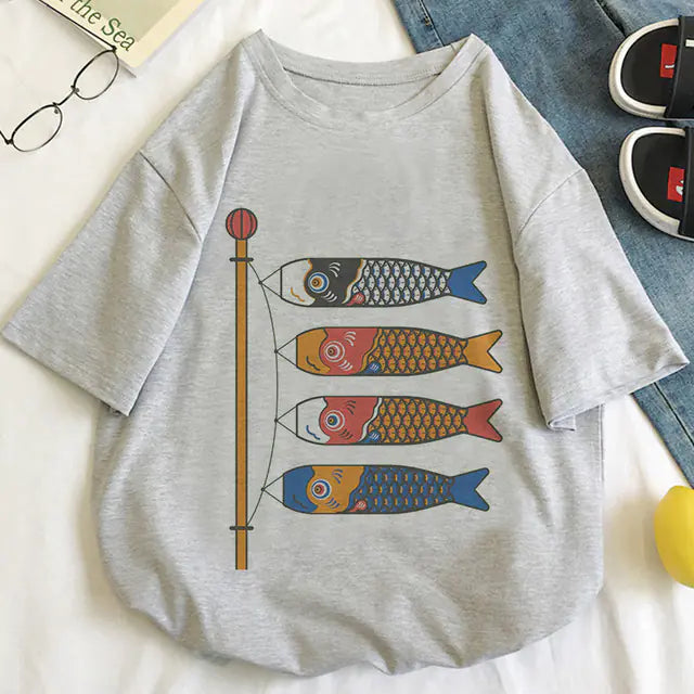 Women's Japanese Koi Fish Print T-Shirt