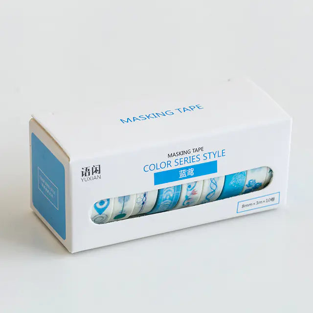 Japanese Washi Tape Set – 10 Rolls of 8mm for Scrapbooking and DIY