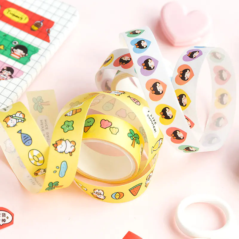 Washi Tape with Fruits and Characters – Illustrated Design for DIY and Journaling
