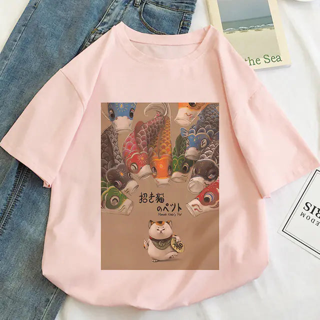Women's Japanese Koi Fish Print T-Shirt