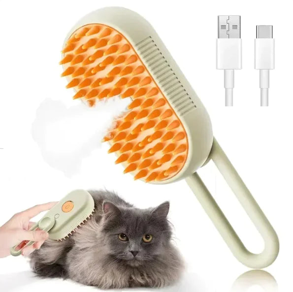 Steamy Pet Brush – 3-in-1 Grooming Tool for Cats & Dogs