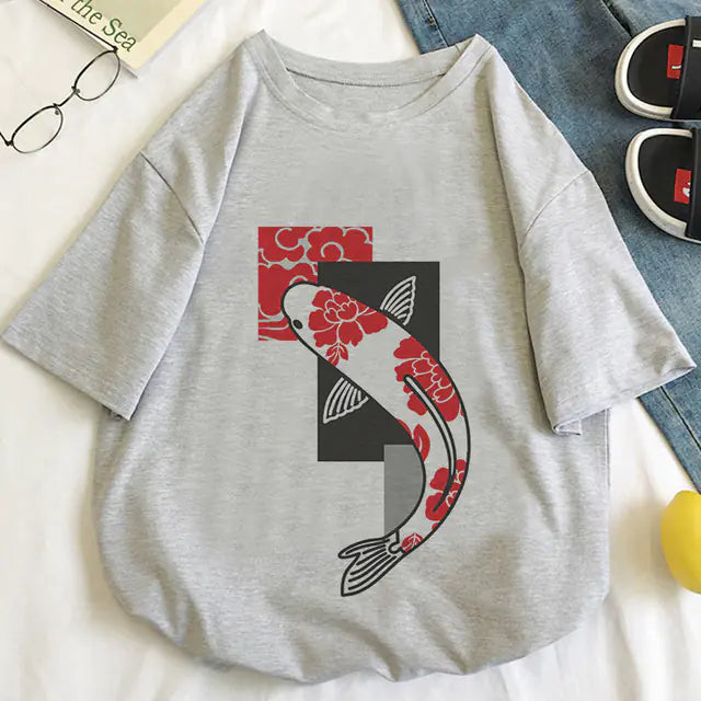Women's Japanese Koi Fish Print T-Shirt