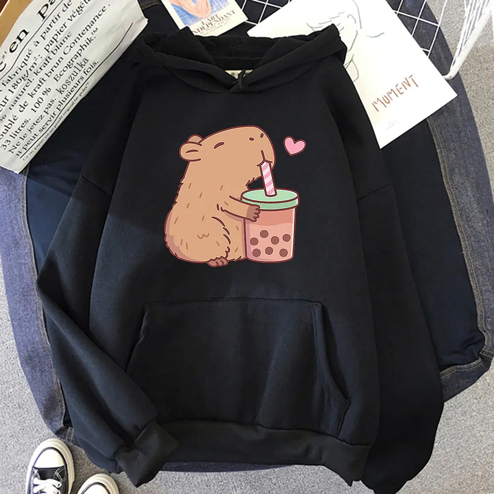 Capybara Bubble Tea Sweatshirt – Kawaii and Aesthetic Style