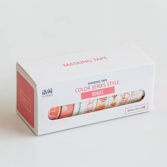 Japanese Washi Tape Set – 10 Rolls of 8mm for Scrapbooking and DIY