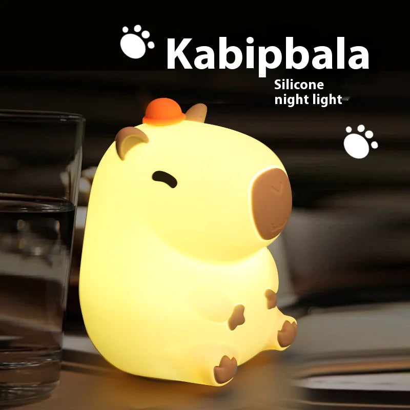 Kawaii Capybara Night Light – Soft Silicone and USB Rechargeable