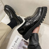 Japanese Retro Leather Shoes with Round Toe and Thick Sole